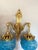 1980 French Louis XVI Bronze Blue Crystal Wall Lamps Sconces - Pair of 2 Pc For Sale - Image 10 of 11