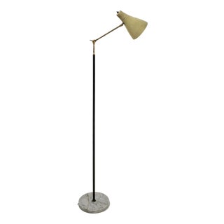 Italian Brass and Marble Floor Lamp, 1950s For Sale