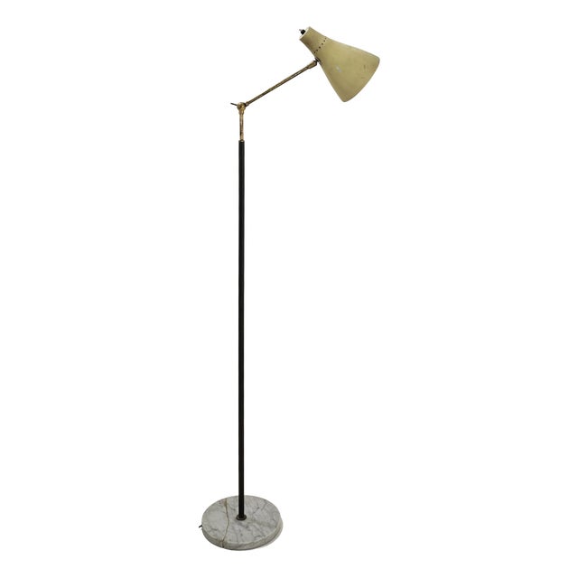 Italian Brass and Marble Floor Lamp, 1950s For Sale