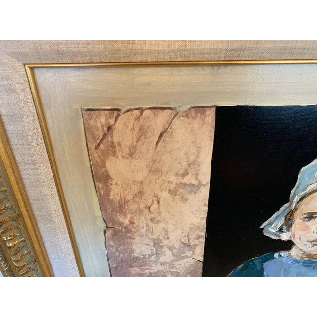 Impressive large portrait of a pretty farm girl with bonnet holding a basket and standing next to a harvest assortment of...
