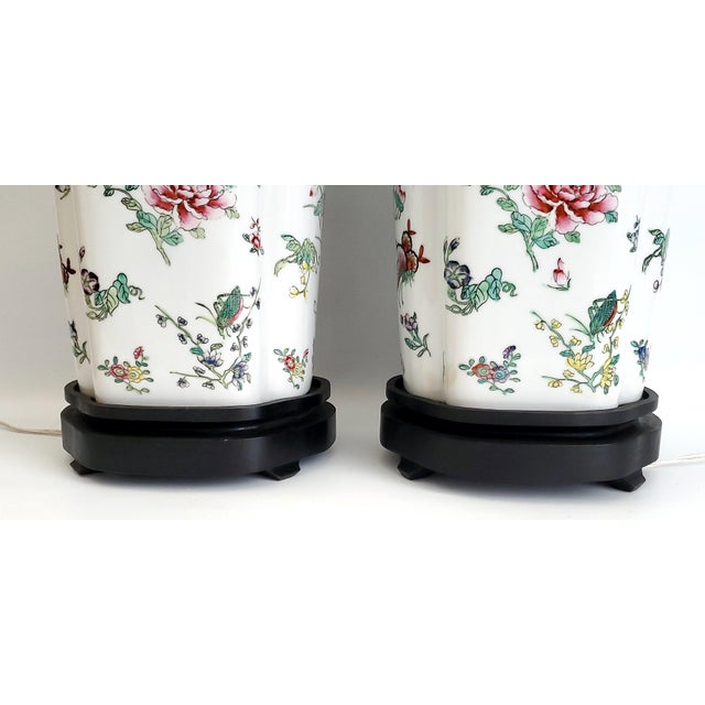 Lamps Chinese Butterflies Insects Pair For Sale - Image 10 of 12