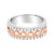 You will love this uniquely designed split shank ring in gleaming 10k white gold. A central infinity ribbon motif in 10k...