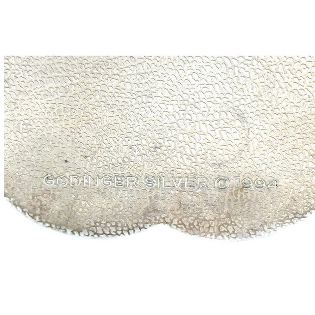 Sculpture Materials 1990s Godinger Silver Plated Scalloped Trinket Box With Intricate Engravings & Removable Lid Red Velvet Interior For Sale - Image 7 of 10