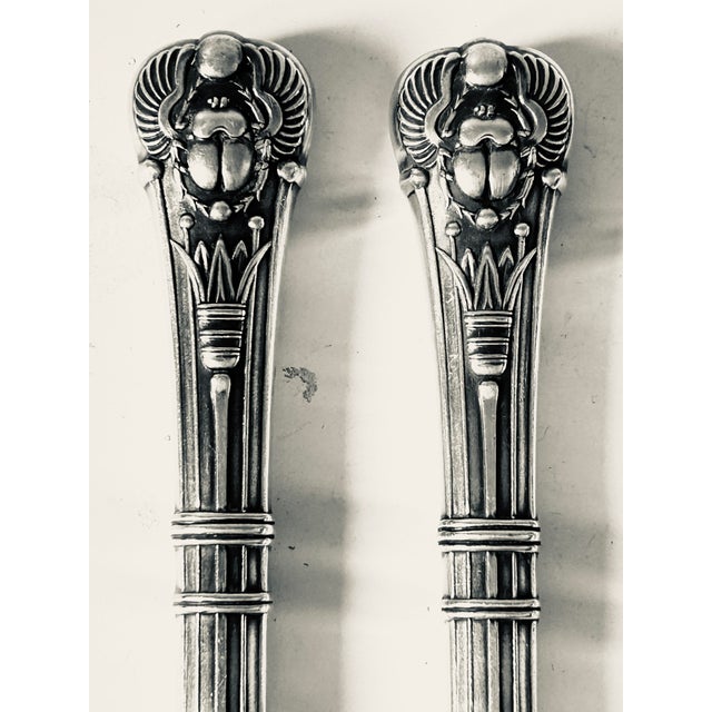 1900's Antique Egyptian Smith Silver Co. Silver Plate Dinner Knives- Set of 6 For Sale - Image 4 of 5