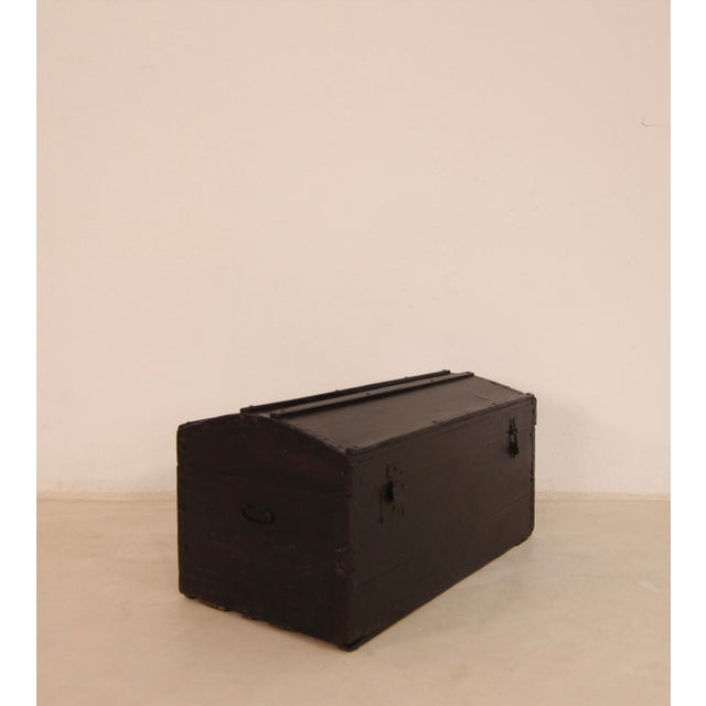 Vintage Steamship Black Trunk, 1920s For Sale - Image 15 of 18