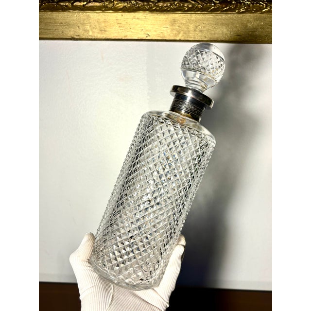 Pointed Diamond Crystal Carafe with Silver Neck from Baccarat For Sale - Image 9 of 18