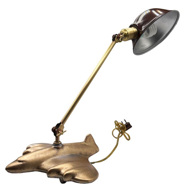 Metal Rare 1987 Brass-Tone Art Deco Style Dc-3 Airplane Table Lamp, by Sarsaparilla For Sale - Image 7 of 12