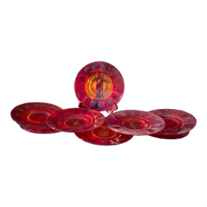 Early 1900s Ruby Stretch Glass Luncheon /Dessert Plates- Set of 8