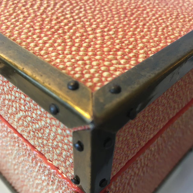 Metal Coral - Colored Shagreen Lidded Box For Sale - Image 7 of 13
