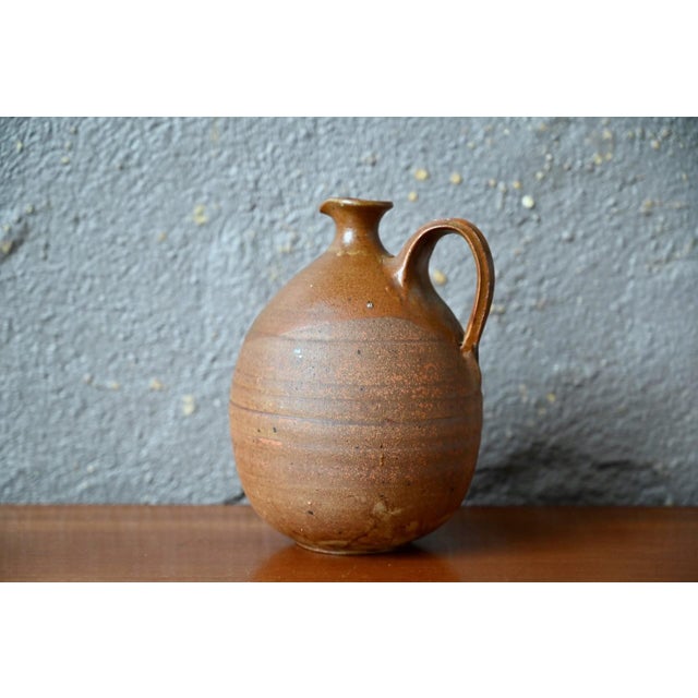 Brown Vintage Wabi-Sabi Glazed Stoneware Pitcher, 1950s For Sale - Image 8 of 8