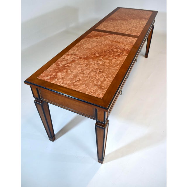 Neoclassical Style Italian Directoire Console Table, Rosso Verona Marble Top For Sale - Image 13 of 15