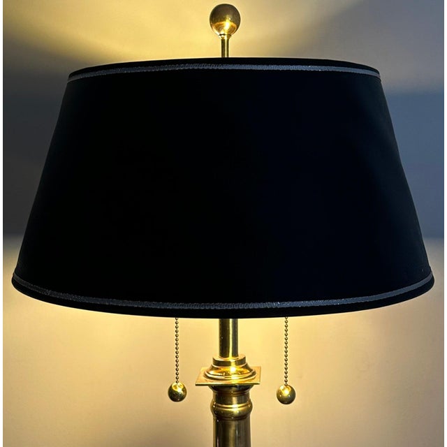 Pair of Vintage Neoclassical Black Brass and Marble Pedestal Table Lamps Attributed to Stiffel For Sale - Image 15 of 15