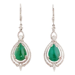 Natural diamond 2.00cts & emerald 1.48cts earring in 18k gold For Sale