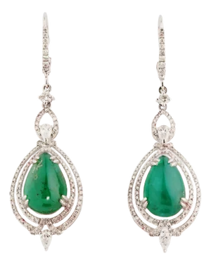 Natural diamond 2.00cts & emerald 1.48cts earring in 18k gold