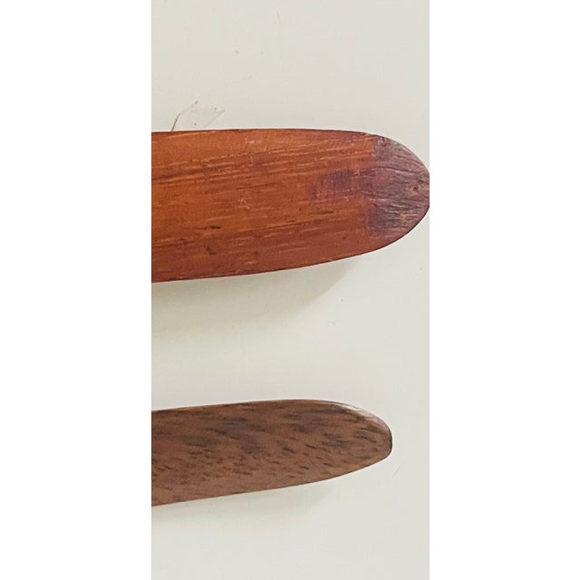 Two vintage wood letter openers, handcarved Japanese wood. One three dimensional.