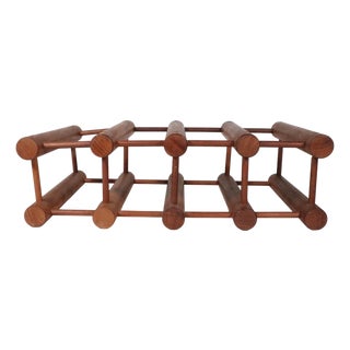 Mid 20th Century Danish Modern Architectural Teak Wine Rack Four Bottles For Sale