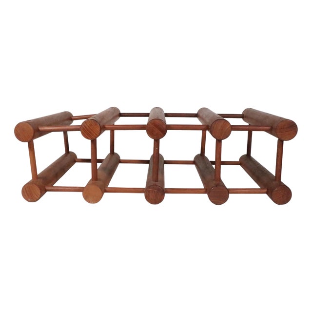 Mid 20th Century Danish Modern Architectural Teak Wine Rack Four Bottles For Sale