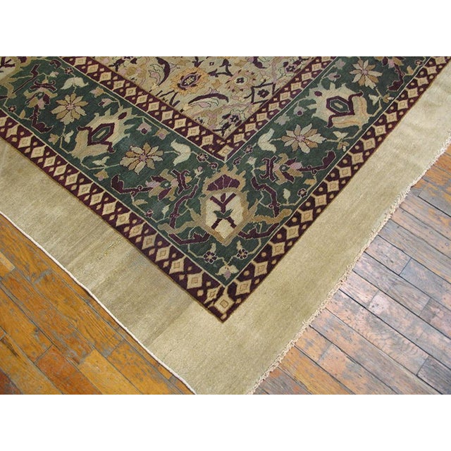 Textile 1890s Tan Sand Antique Herati N. Indian Amritsar Rug 10'10" X 17'10" Handknotted Wool Carpet For Sale - Image 7 of 8