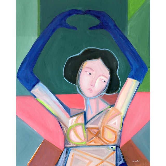 Folk Art Cubist Contemporary Figure Oil Painting, Signed For Sale - Image 3 of 8