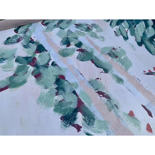 Wood Late 20th Century Postmodern Style Embellished Print on Canvas of a Veranda Garden Scene by Karson For Sale - Image 7 of 13