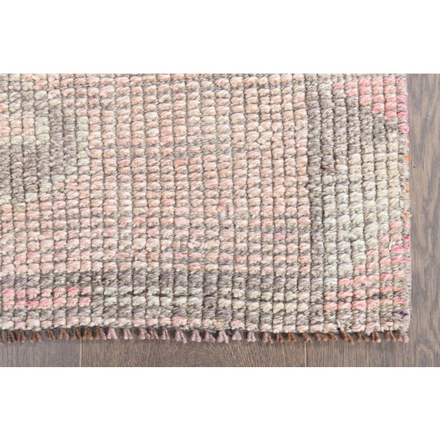 1970s Turkish Oushak Handmade Wool Cotton Pink Runner Rug For Sale - Image 10 of 11