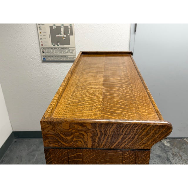 Brown Oak Barrister Bookcase, Vintage For Sale - Image 8 of 13