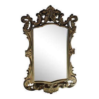 French Baroque Black Wall Mirror For Sale