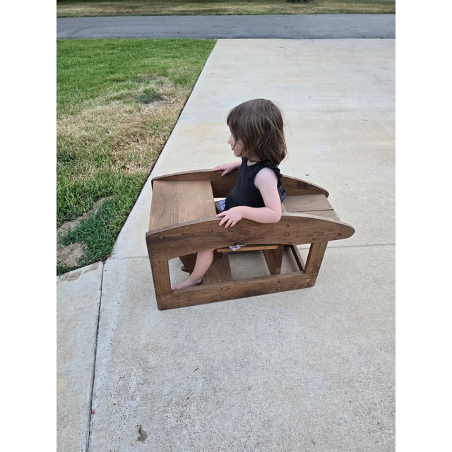 Late 20th Century Vintage Mid-Century 3-in-1 Convertible Wooden High Chair, Rocking Horse & Toddler Desk For Sale - Image 5 of 12