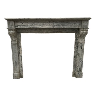 Louis Philippe Style Fireplace in Bleu Turquin Marble, 1900s For Sale