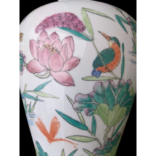 Vintage Chinese Qianlong Mark Famille Verte Porcelain Baluster Vase For Sale - Image 15 of 15