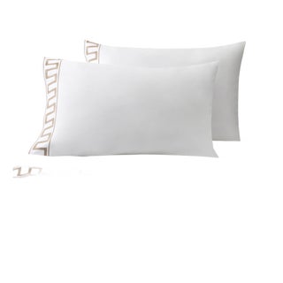 Erin Gates x Kassatex Greek Key King Pillowcase, Set of 2 in Taupe For Sale