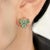 Gemstone Bochic “Orient” Vintage Emerald & Rose Cut Diamond Earrings Set 18K Gold & Silver For Sale - Image 7 of 11