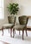 A gorgeous, compact vintage French-inspired accent chairs. It features an elegantly tufted olive green velvet backrest...