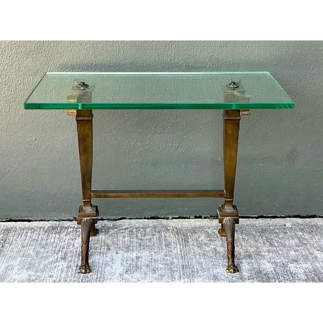 Vintage Deco Bronze and Glass Side Table For Sale - Image 9 of 12