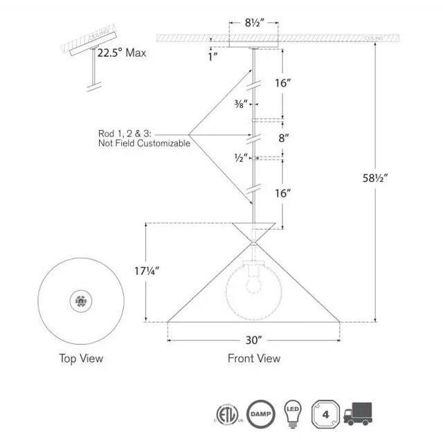 Modern Paloma Contreras for Visual Comfort Signature Orsay Grande Pendant in Hand-Rubbed Antique Brass with White Glass For Sale - Image 3 of 3