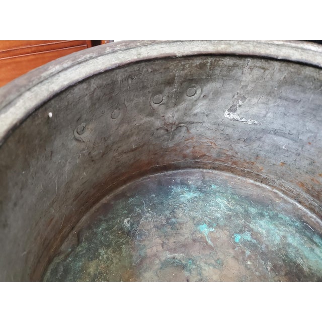 Late 19th Century Large! Antique Late 19th Century Cauldron Hammered Copper Pot For Sale - Image 5 of 14