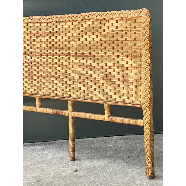 Vintage Braided Rattan Queen Headboard For Sale - Image 4 of 13