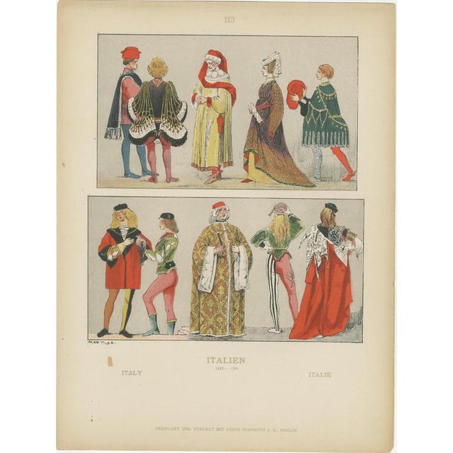 After Max Tilke, Italian Costumes, 1880, Prints, Set of 8 For Sale - Image 9 of 10
