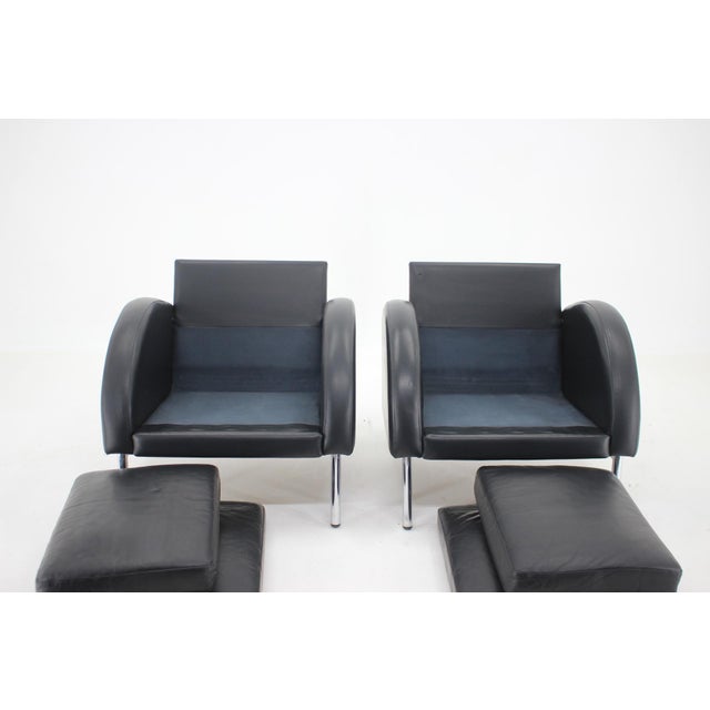 Wood Set of Leather Armchairs ,Czechoslovakia, 1970s For Sale - Image 7 of 14