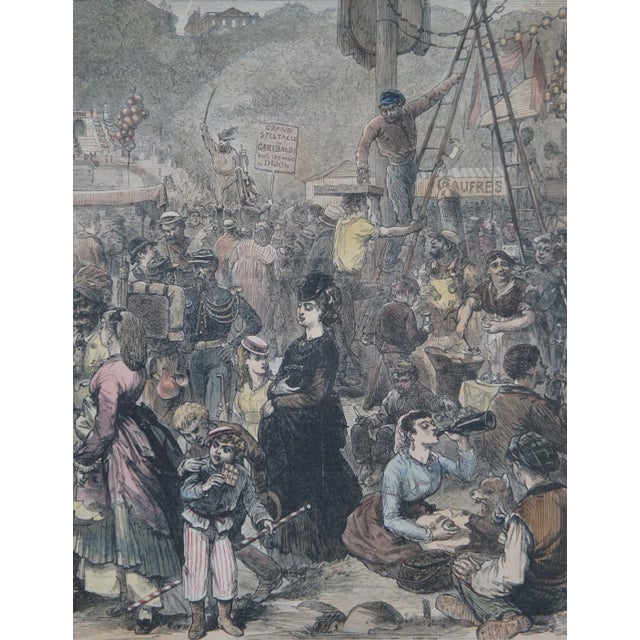 Antique Fair of St Cloud Near Paris Hand Colored Engraving For Sale - Image 4 of 9