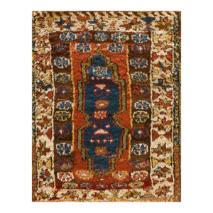 1890s Multicolor Geometric Tribal Antique Antique Turkish Village Yastik Rug 1'10"x 2'6" Handknotted Wool Carpet
