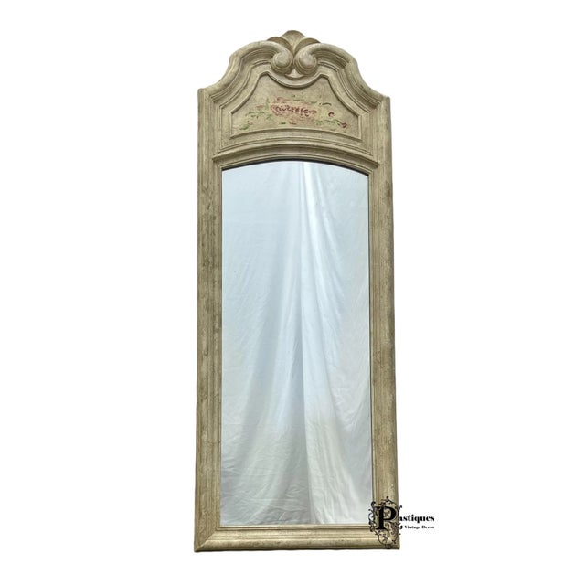 Vintage Rustic Shabby Chic Floral Painted Hall Chest & Mirror For Sale - Image 10 of 13