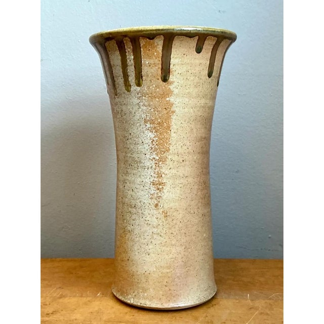 Mid-Century Modern Vintage Drip Glaze Ceramic Vase For Sale - Image 3 of 12