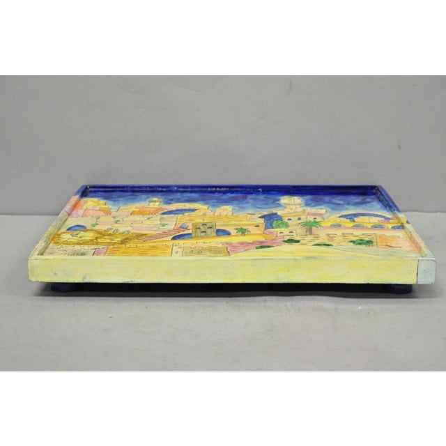 Vintage Yair Emanuel Judaica Hand Painted Wood Challah Board Made in Israel For Sale - Image 10 of 14