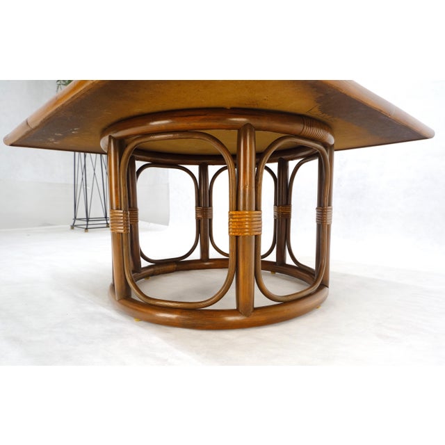 Mid-Century Modern Bamboo Rattan 30” Square c1970s Mid Century Modern Coffee Table MINT For Sale - Image 3 of 14