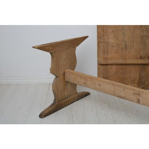 Large Swedish Rustic Country Trestle Dining Table For Sale - Image 15 of 17