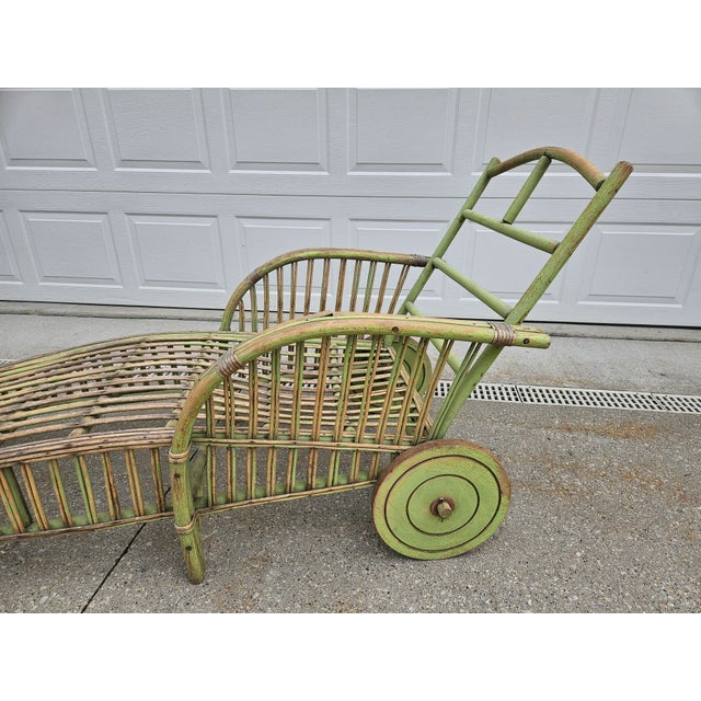 Antique Weathered Green Chaise Lounge For Sale - Image 6 of 13