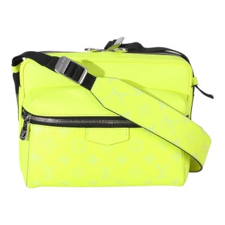 Neon Yellow Monogram Taigarama Canvas Outdoor Messenger For Sale