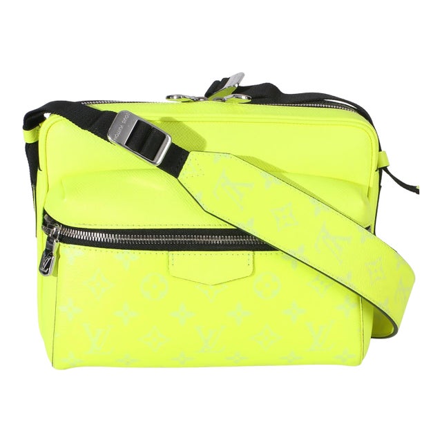 Neon Yellow Monogram Taigarama Canvas Outdoor Messenger For Sale