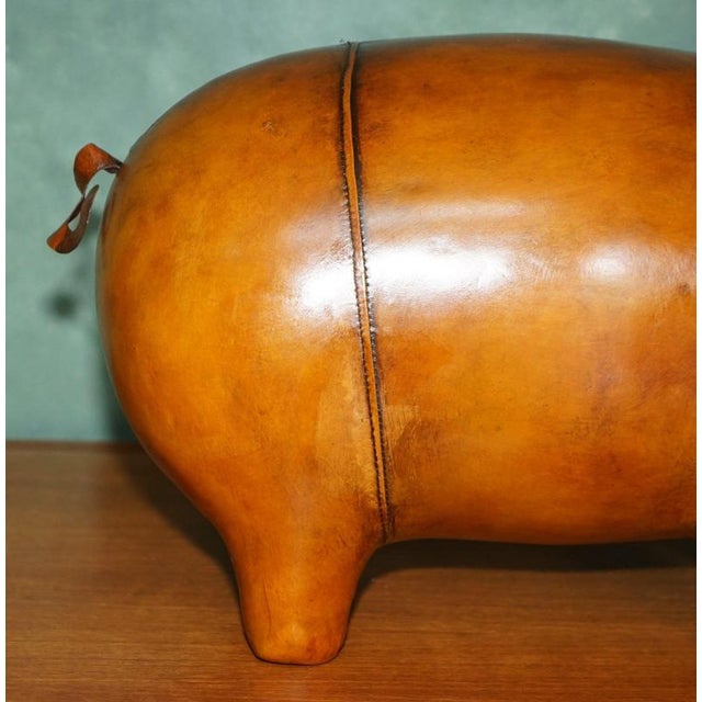 Brown English Omersa Brown Leather Ottoman For Sale - Image 8 of 11